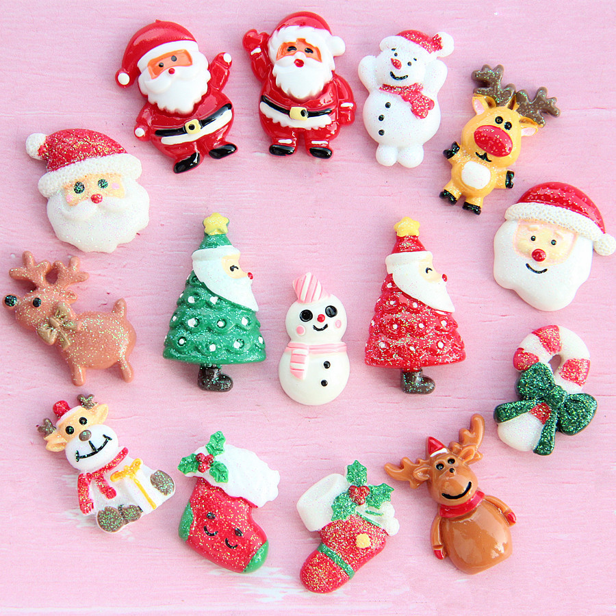 Random Mix 10 pcs Christmas gift resin DIY accessories