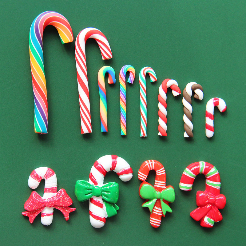 Random Mix 10 pcs Christmas cane candy gift resin DIY accessories