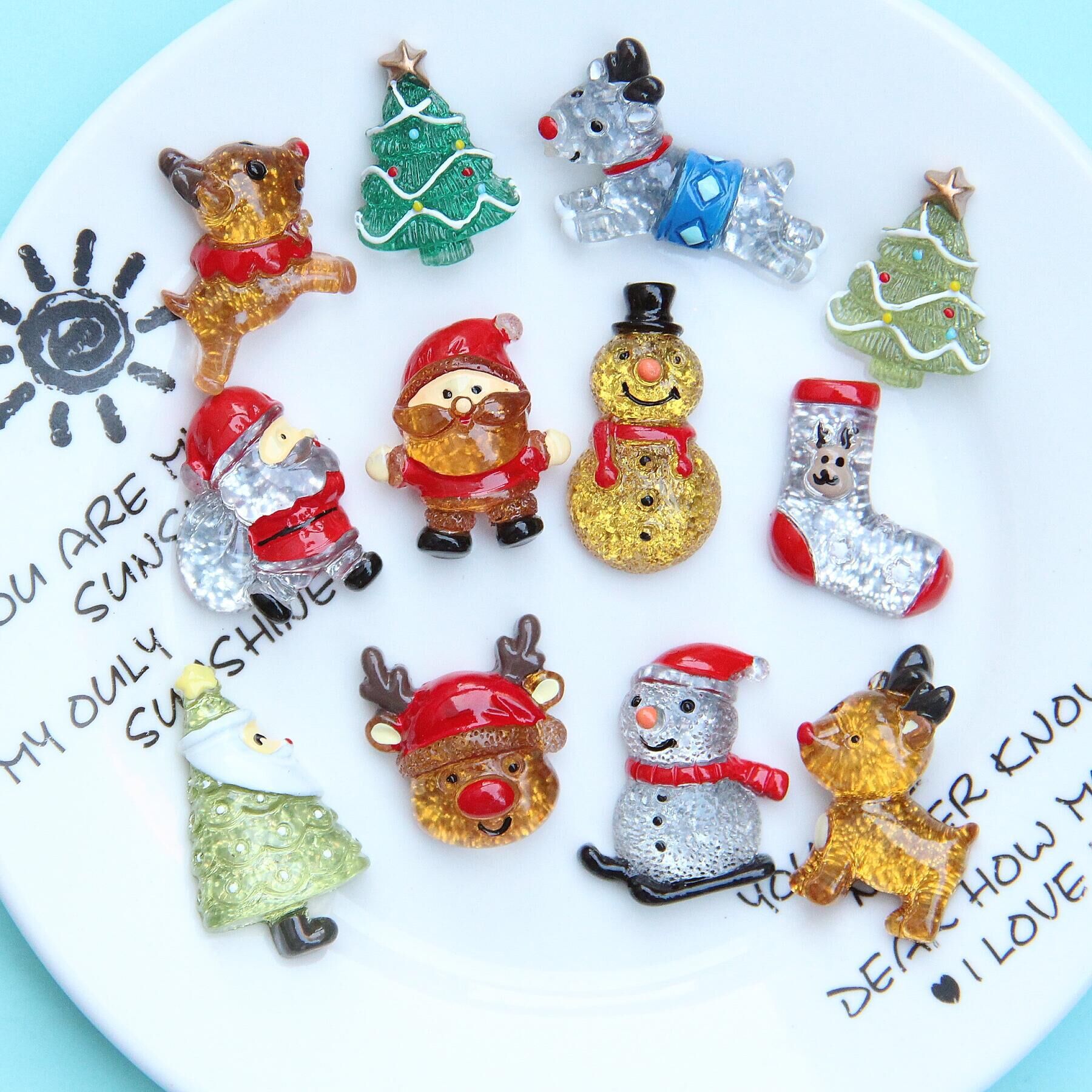 Random Mix 10 transparent Christmas gift resin DIY accessories