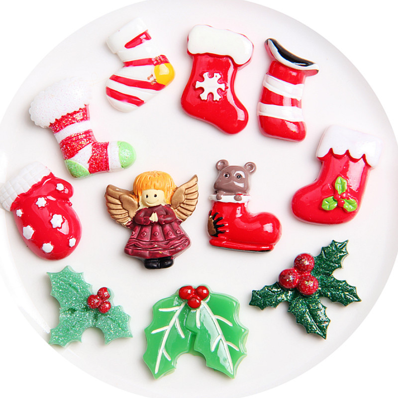 Random Mix 10 Christmas gift resin DIY accessories