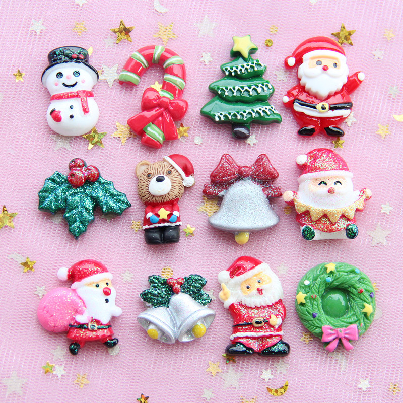 Random Mix 10 Christmas gift resin DIY accessories