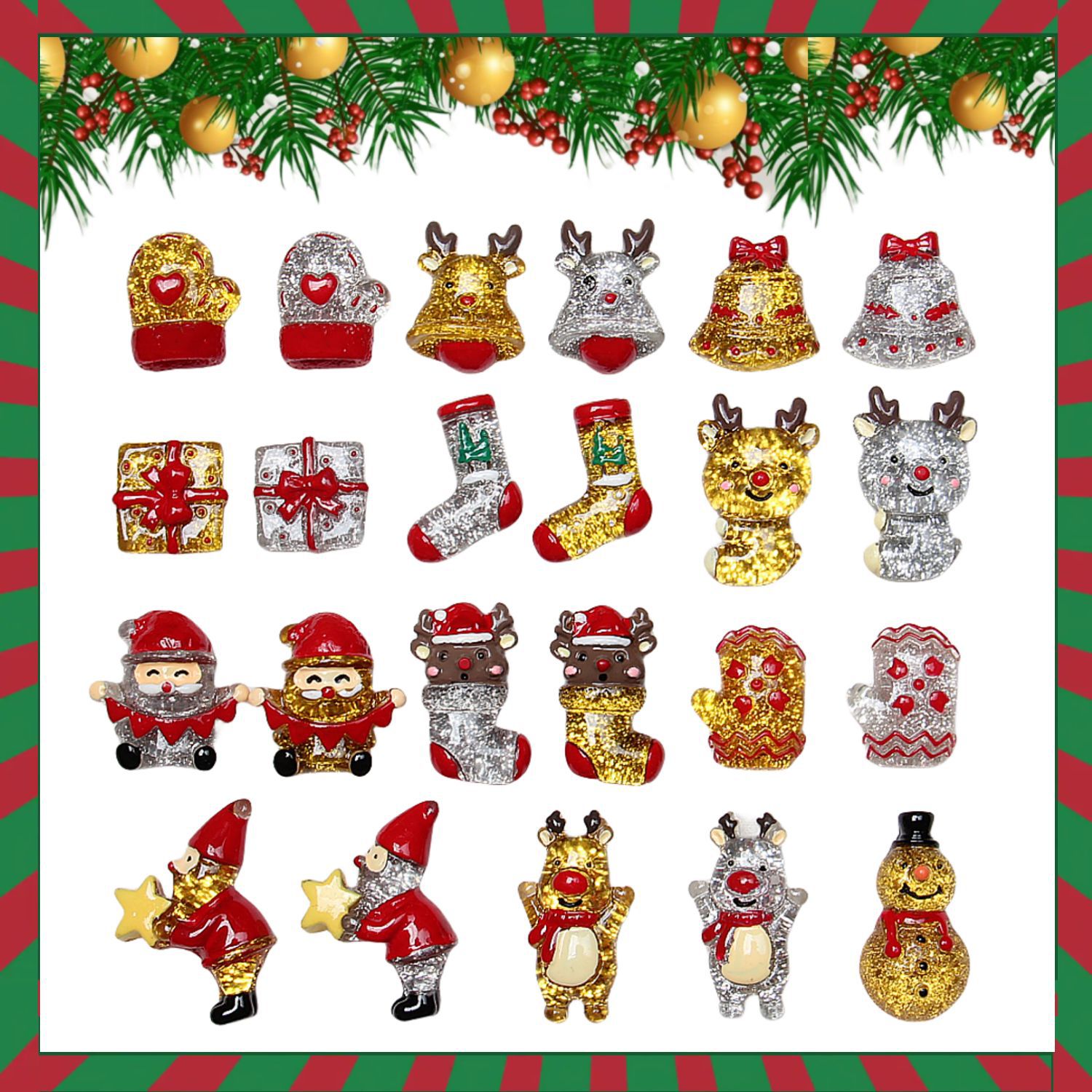 Random Mix 10 Christmas gift resin DIY accessories