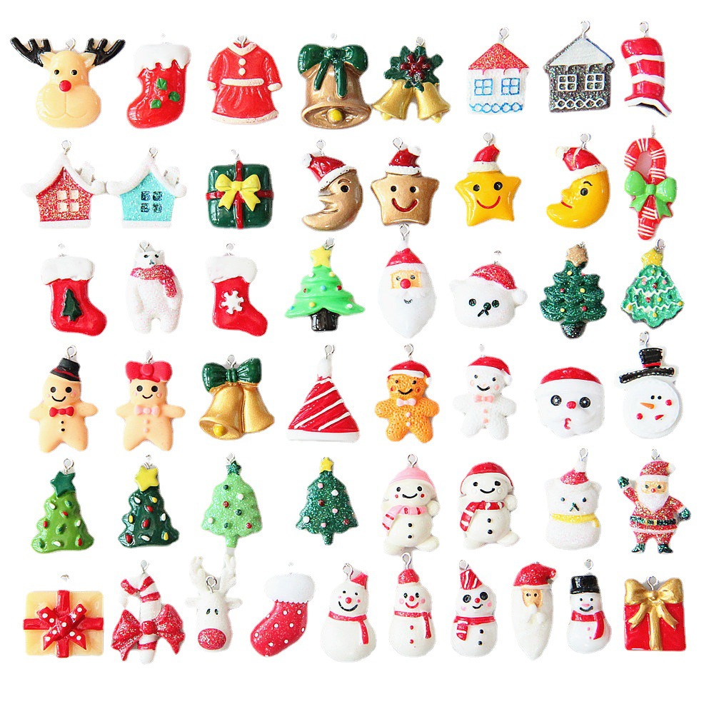 Random Mix 30 pcs Christmas pendants resin DIY accessories