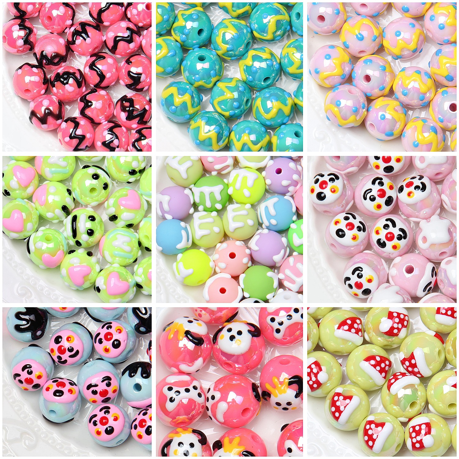 Random Mix 10 pcs Cartoon hand drawn beads gift resin DIY accessories