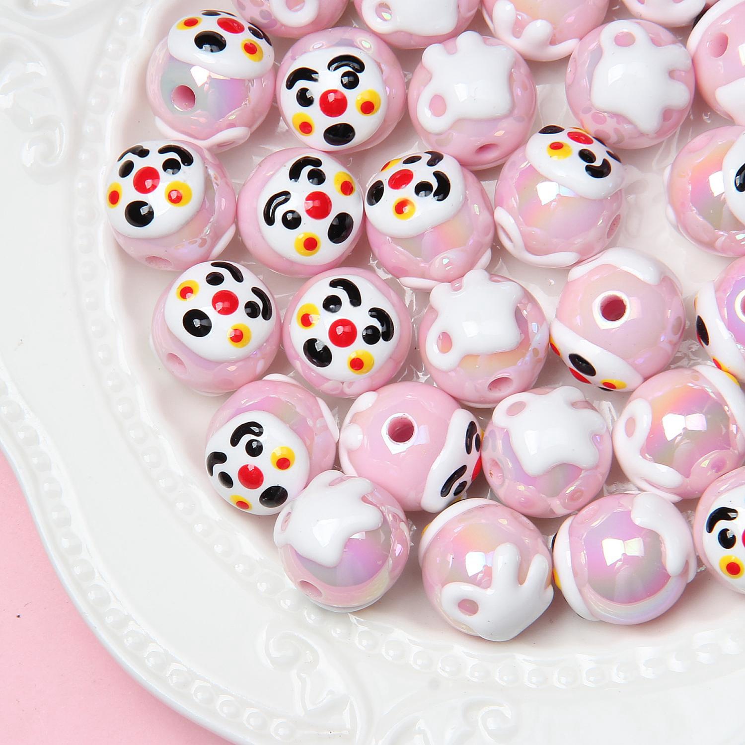 10 pcs 16mm Cartoon hand drawn beads gift resin DIY accessories