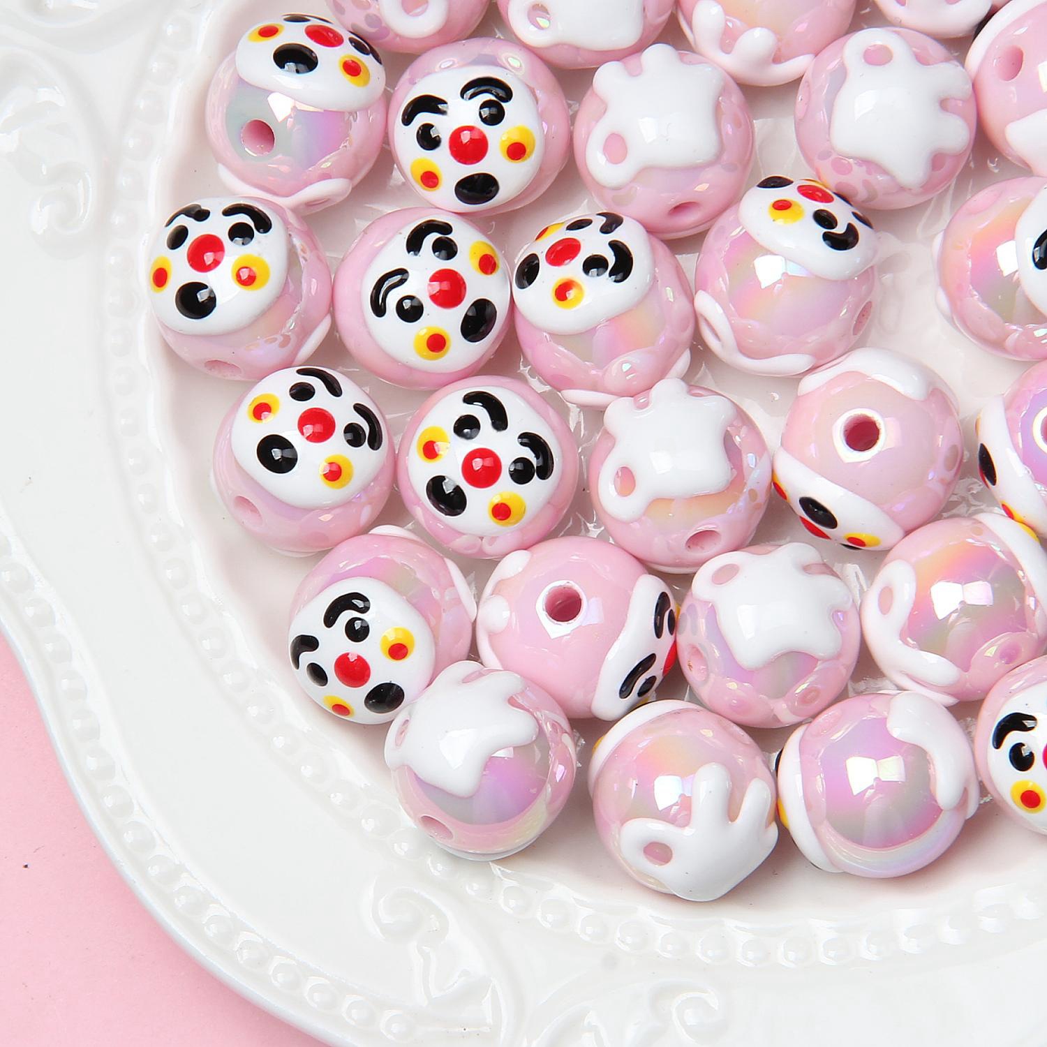 10 pcs 16mm Cartoon hand drawn beads gift resin DIY accessories