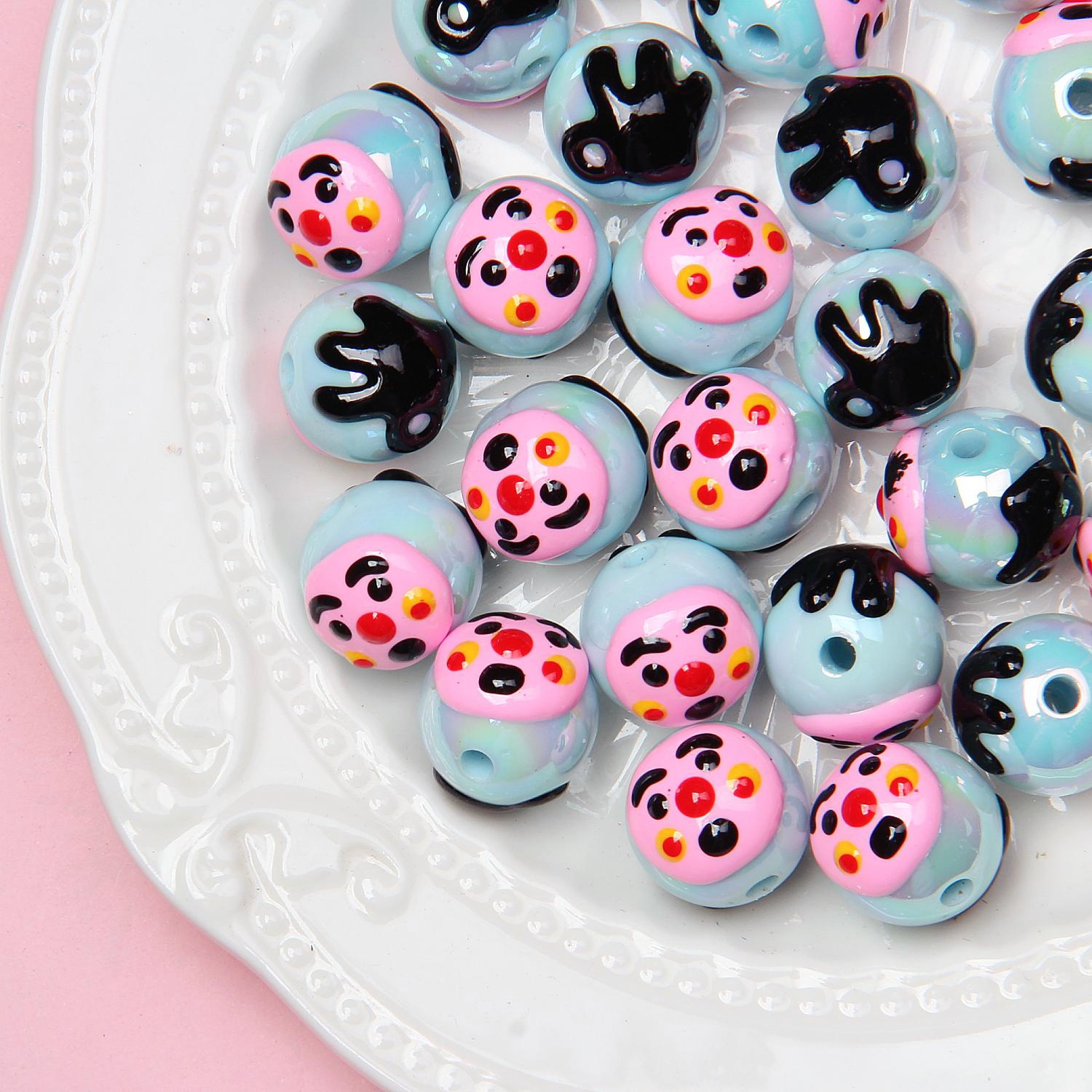 10 pcs 16mm Cartoon hand drawn beads gift resin DIY accessories