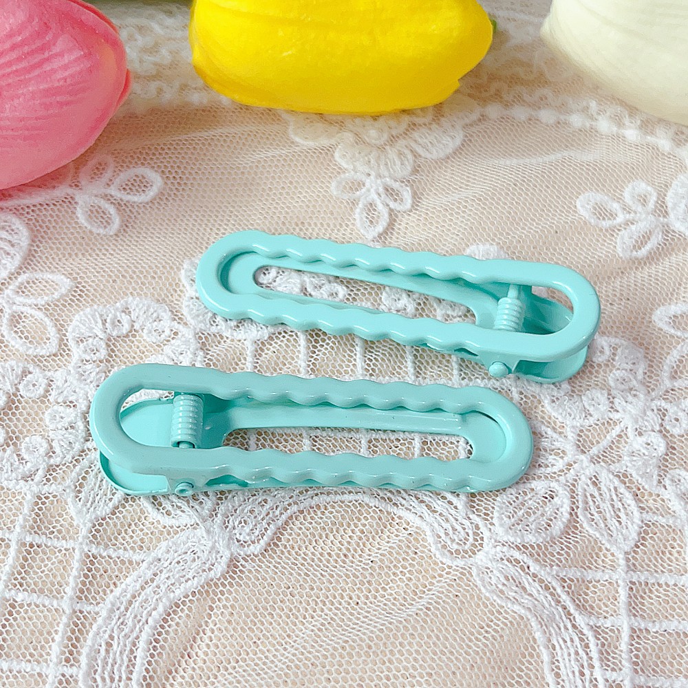 6*1.8cm electroplated macaron color wavy hair clip