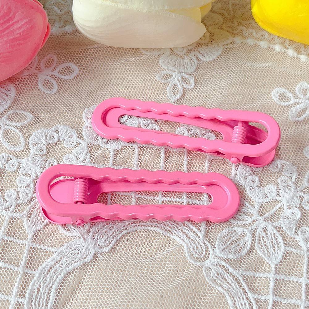 6*1.8cm electroplated macaron color wavy hair clip