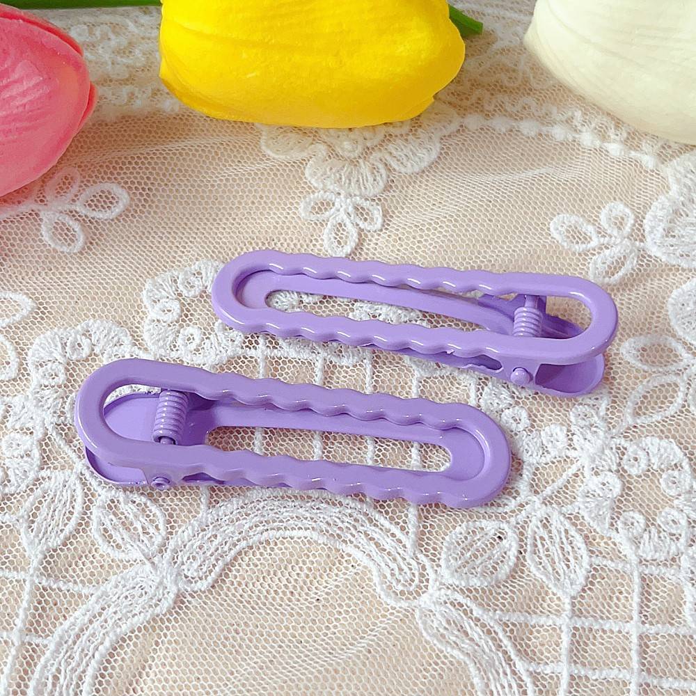 6*1.8cm electroplated macaron color wavy hair clip