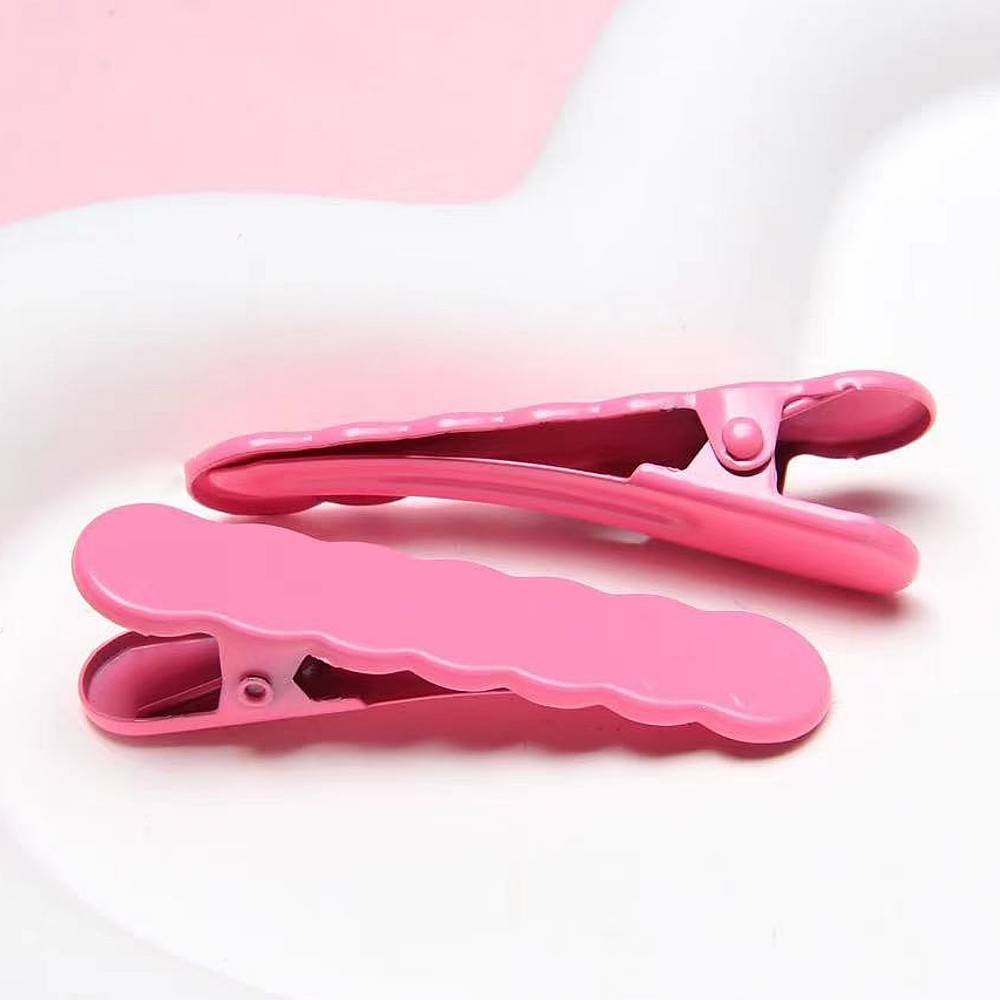 4.9*1.3cm electroplated macaron color wavy hair clip