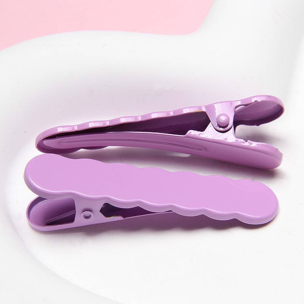 4.9*1.3cm electroplated macaron color wavy hair clip