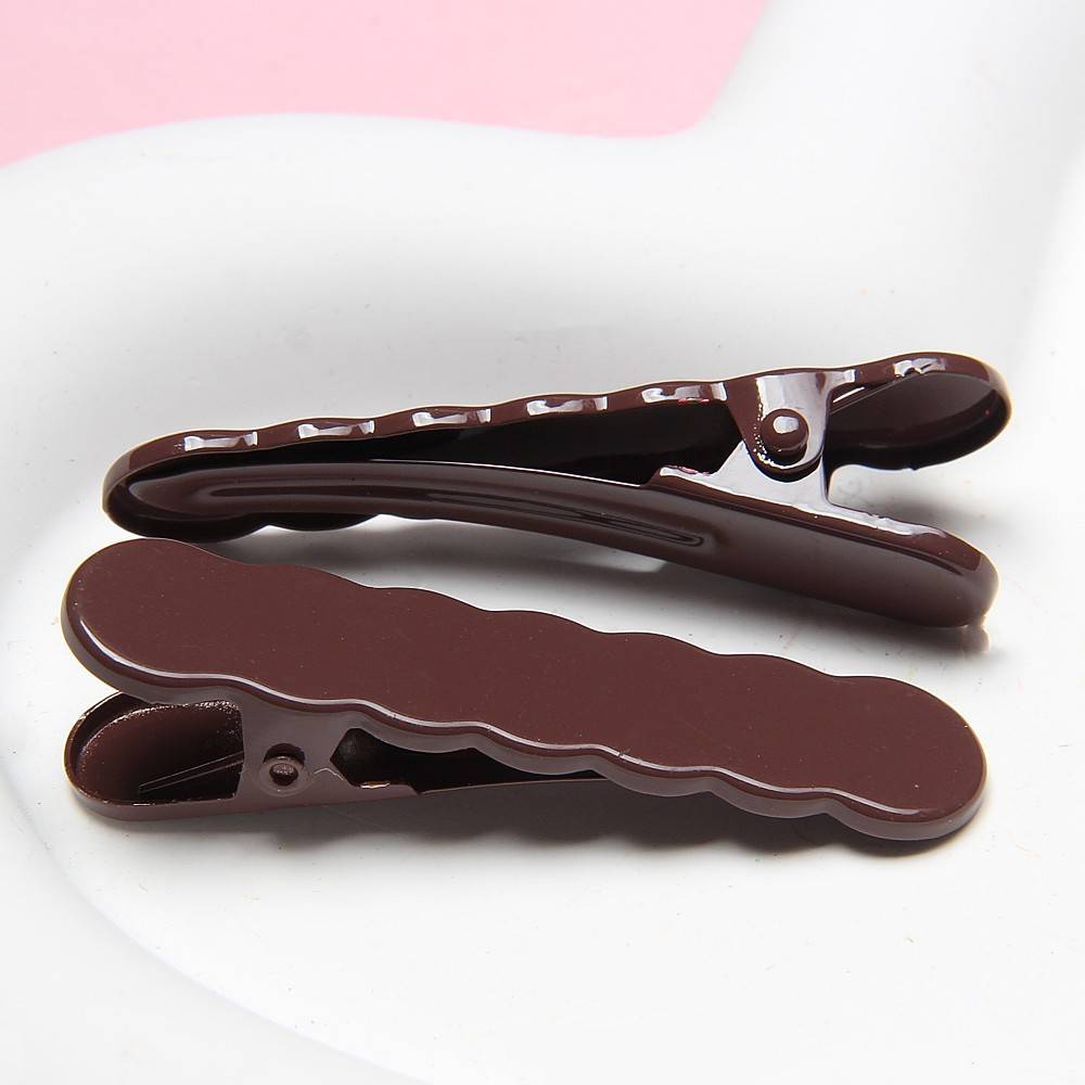 4.9*1.3cm electroplated macaron color wavy hair clip