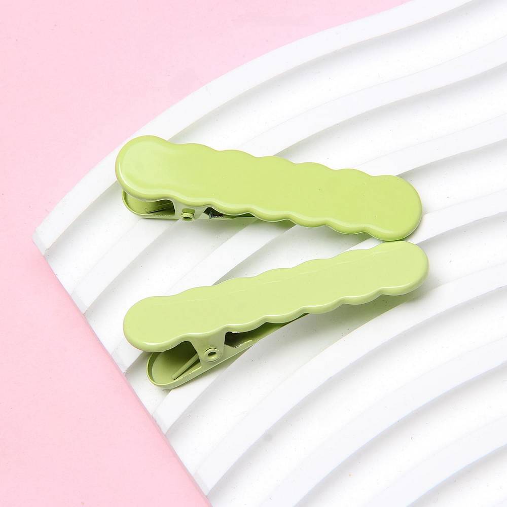 4.9*1.3cm electroplated macaron color wavy hair clip