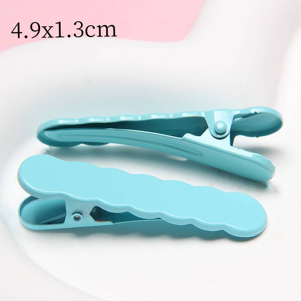 4.9*1.3cm electroplated macaron color wavy hair clip