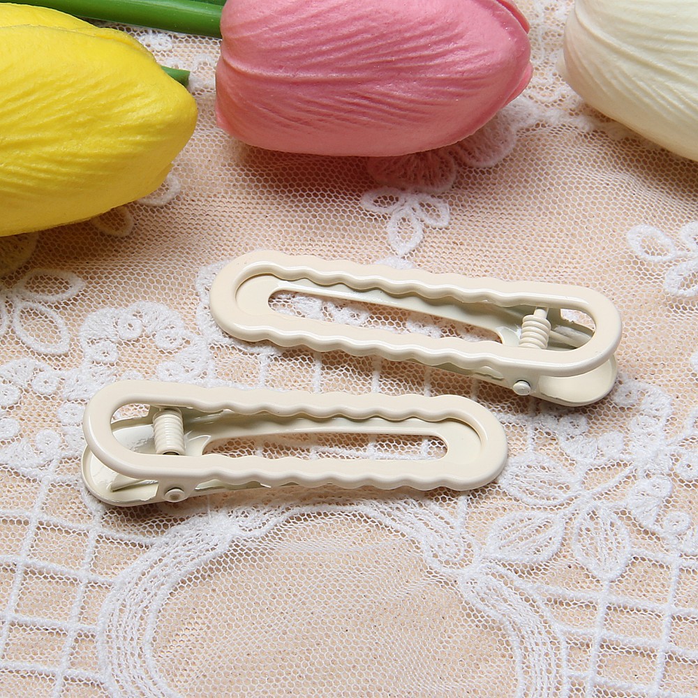 1.8*6cm electroplated macaron color wavy hair clip