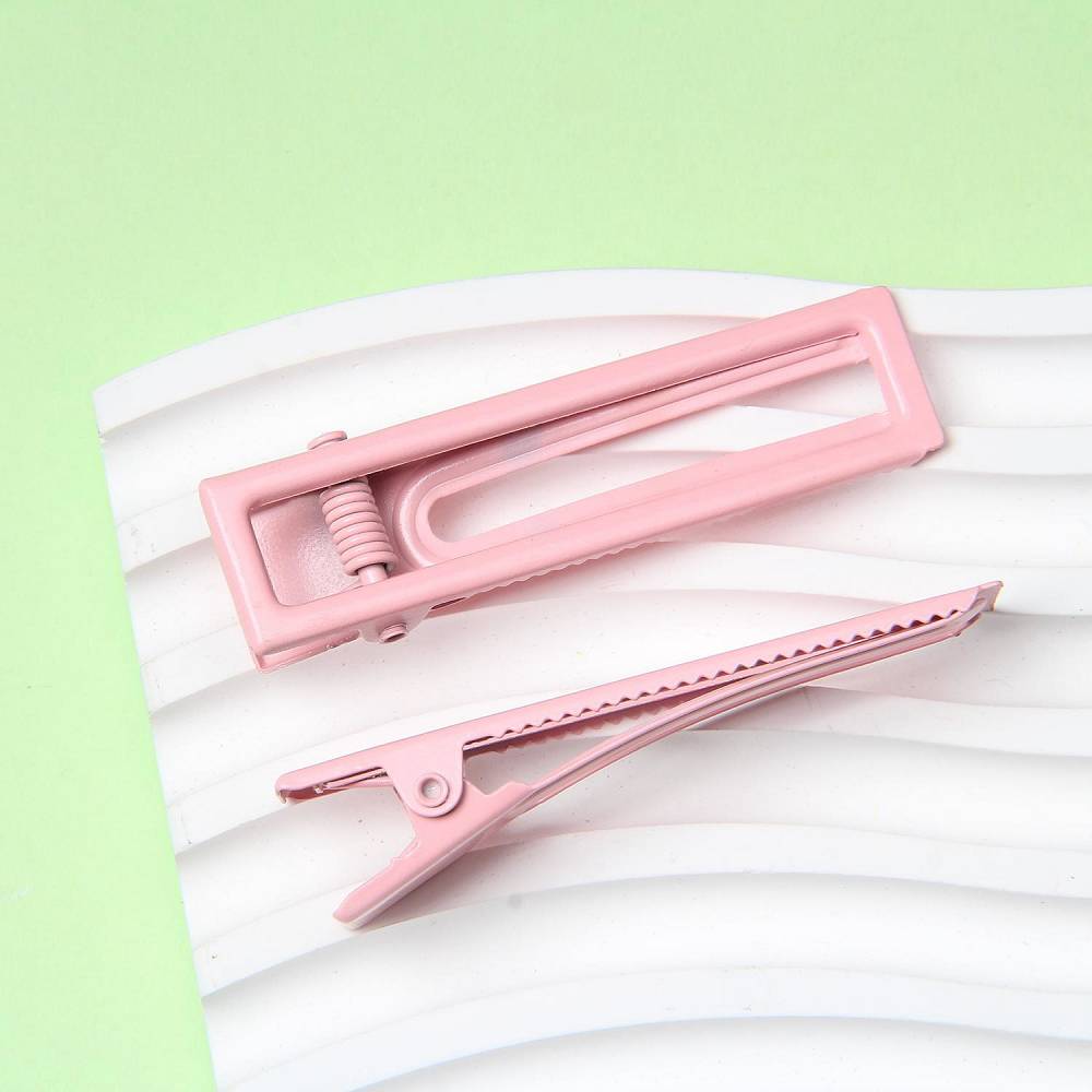 6cm hollow square head macaron hair clip