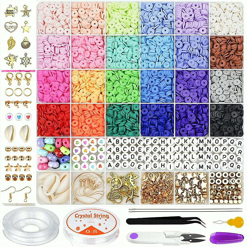 24-color soft pottery disc soft pottery beads children's and girls' diy jewelry accessories bracelet string beads set