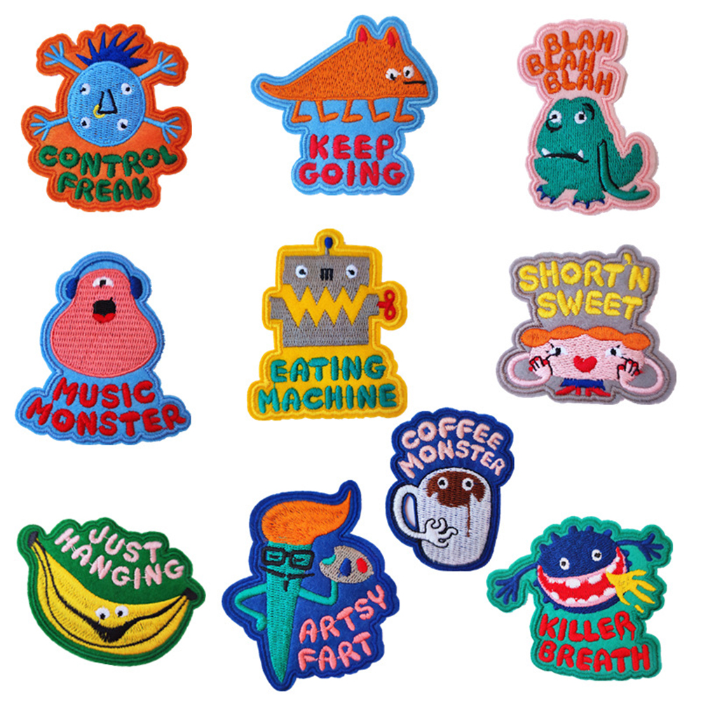 10PCS Colorful Little Monster Ironing Sewing Patch Embroidered Cloth Patch Set