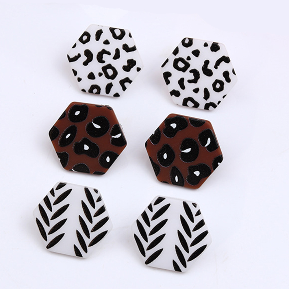 Leopard print dot earring three-piece set earrings