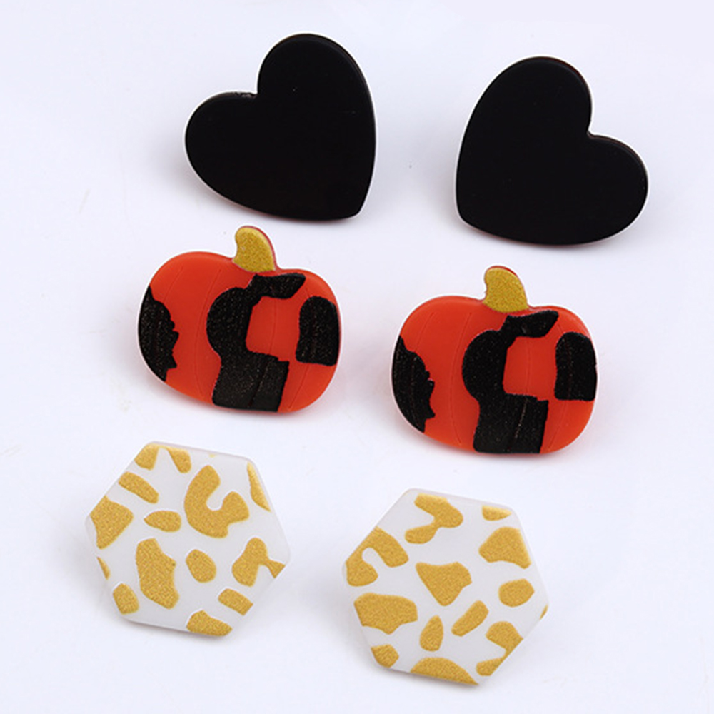 Leopard print dot earring three-piece set earrings