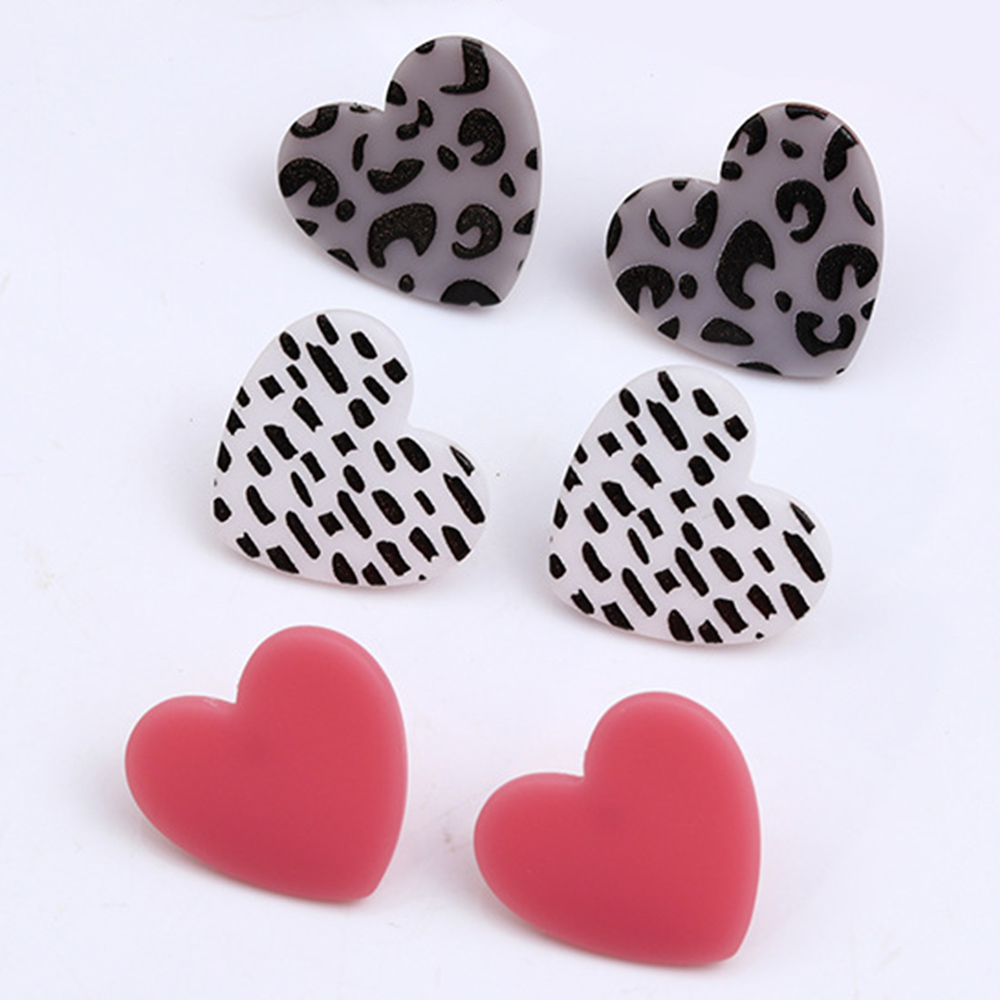 Leopard print dot earring three-piece set earrings