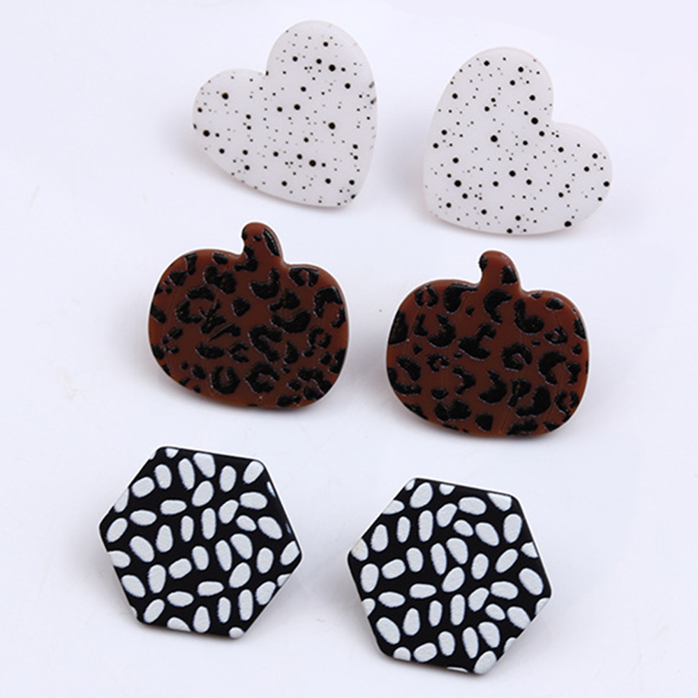 Leopard print dot earring three-piece set earrings