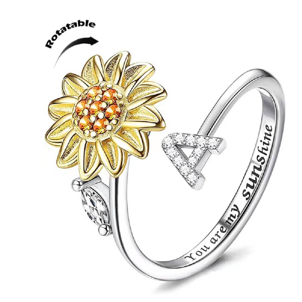 Sunflower 26 English Letters Rotating Ring