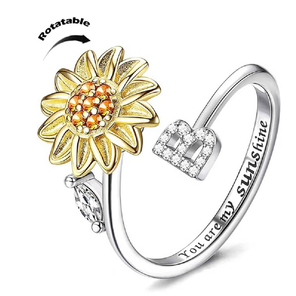 Sunflower 26 English Letters Rotating Ring