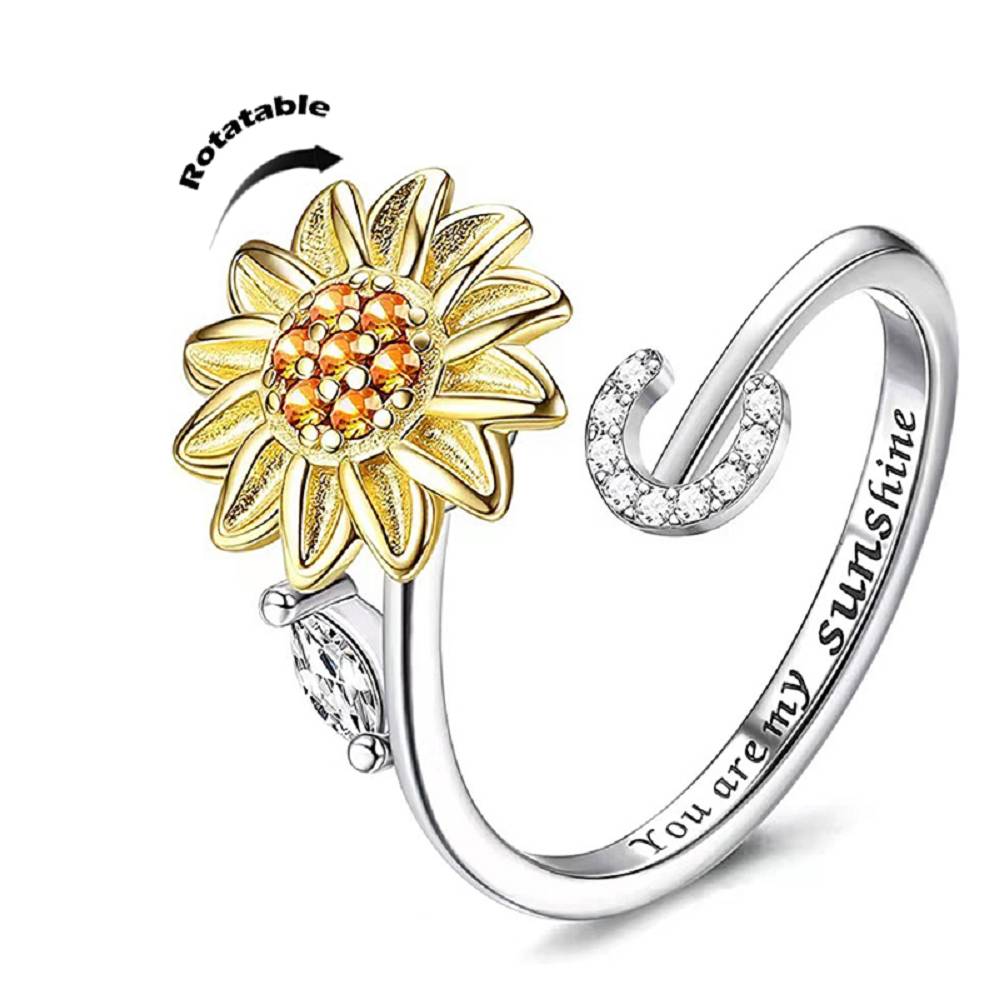 Sunflower 26 English Letters Rotating Ring