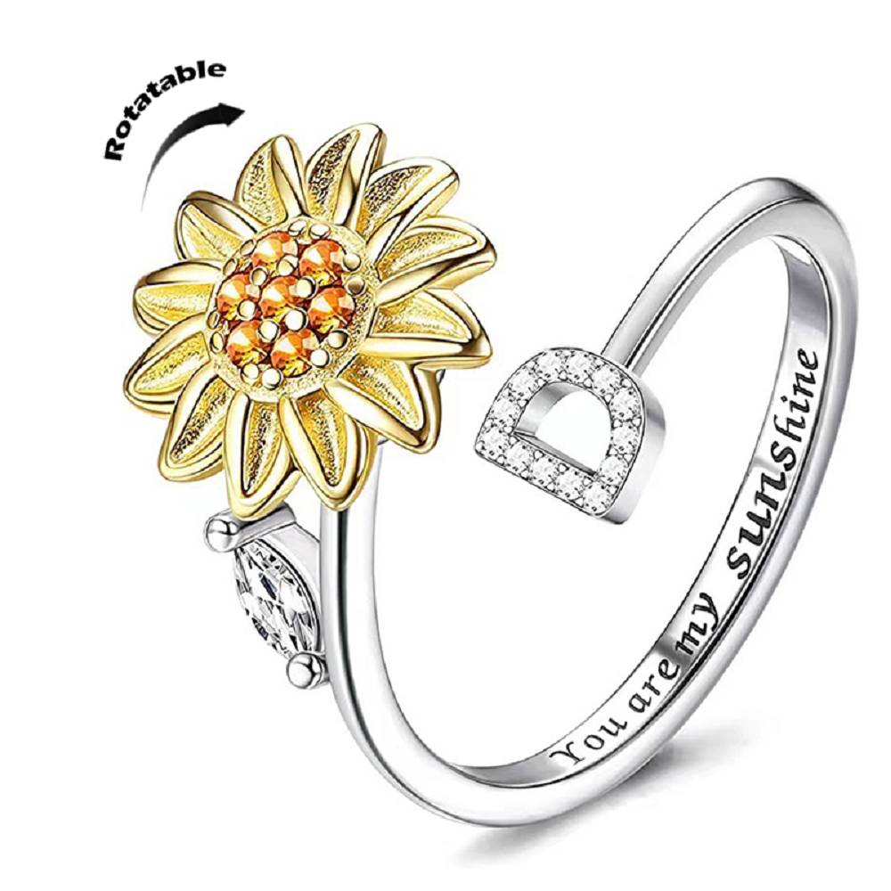 Sunflower 26 English Letters Rotating Ring