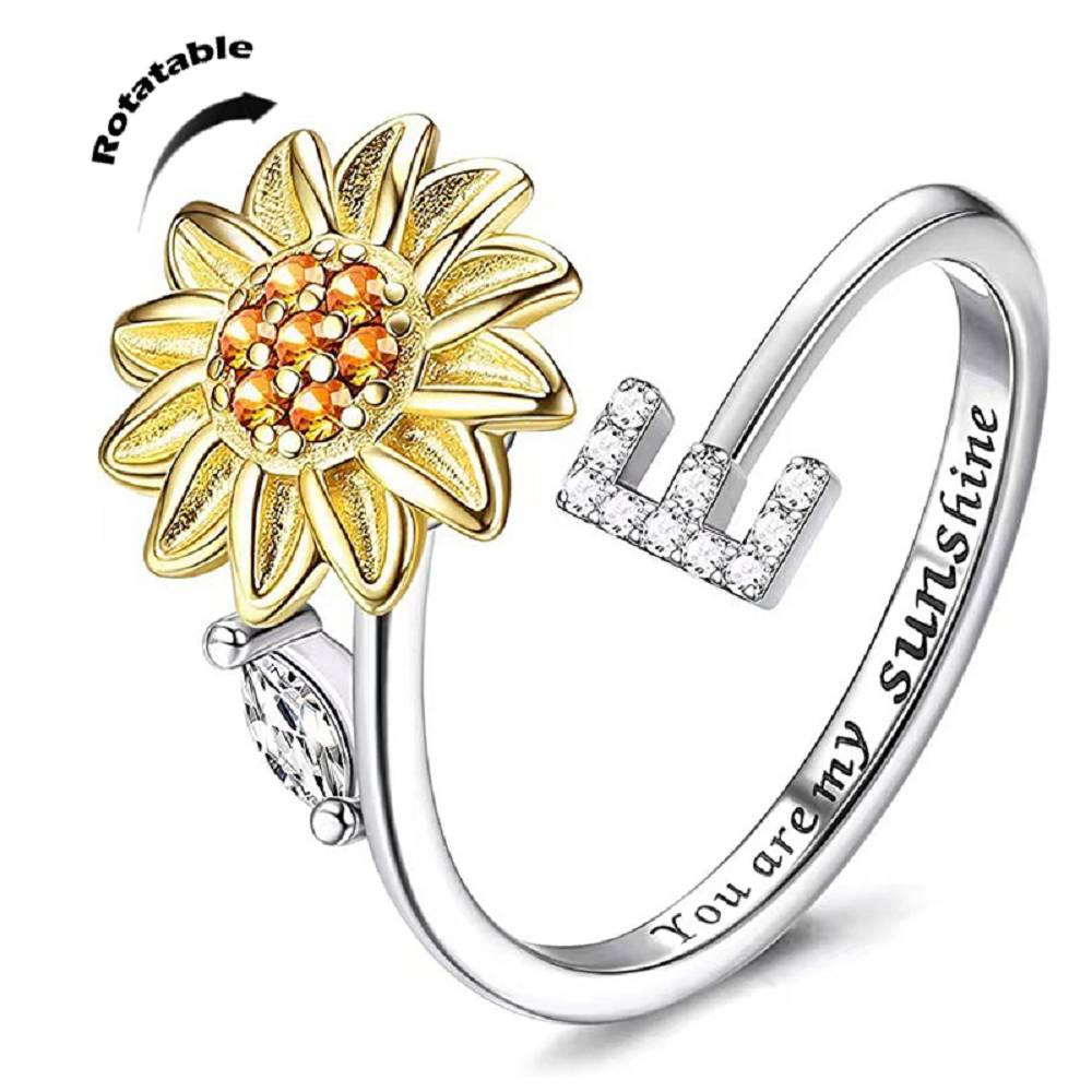 Sunflower 26 English Letters Rotating Ring