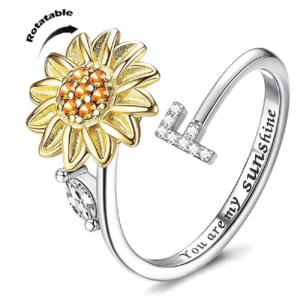 Sunflower 26 English Letters Rotating Ring