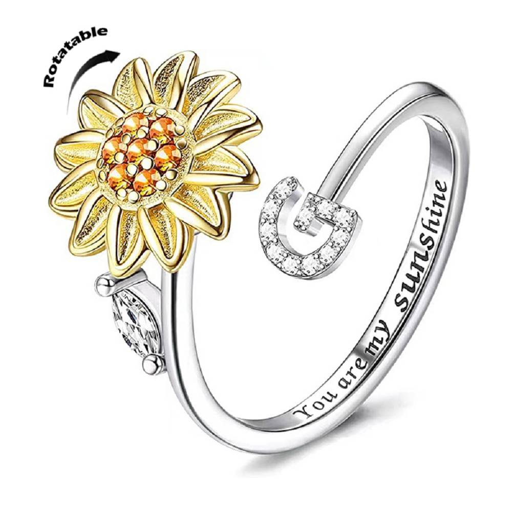 Sunflower 26 English Letters Rotating Ring