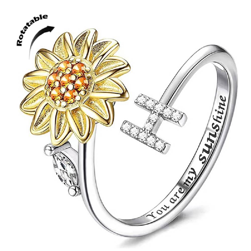 Sunflower 26 English Letters Rotating Ring