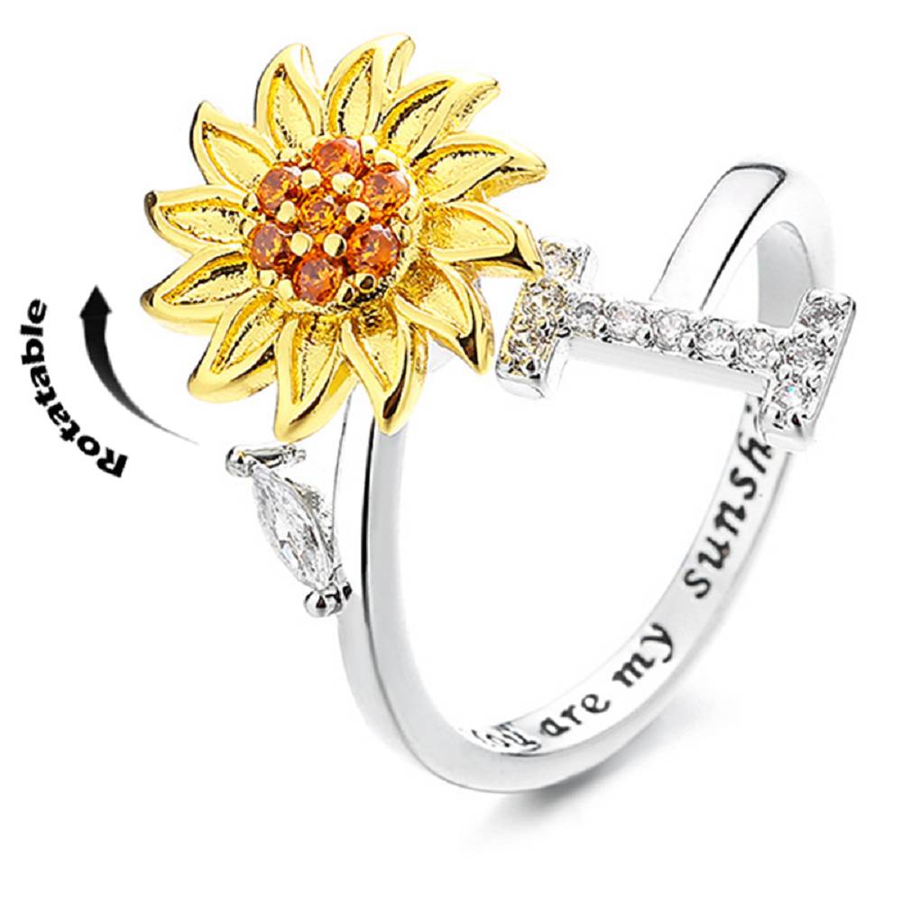 Sunflower 26 English Letters Rotating Ring