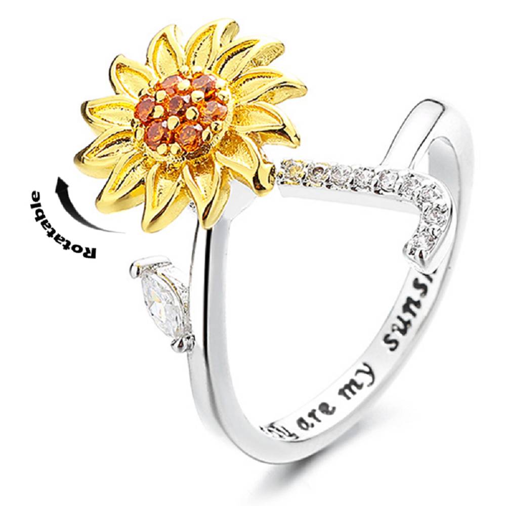 Sunflower 26 English Letters Rotating Ring