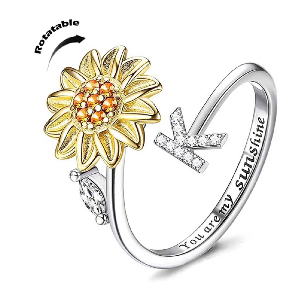 Sunflower 26 English Letters Rotating Ring