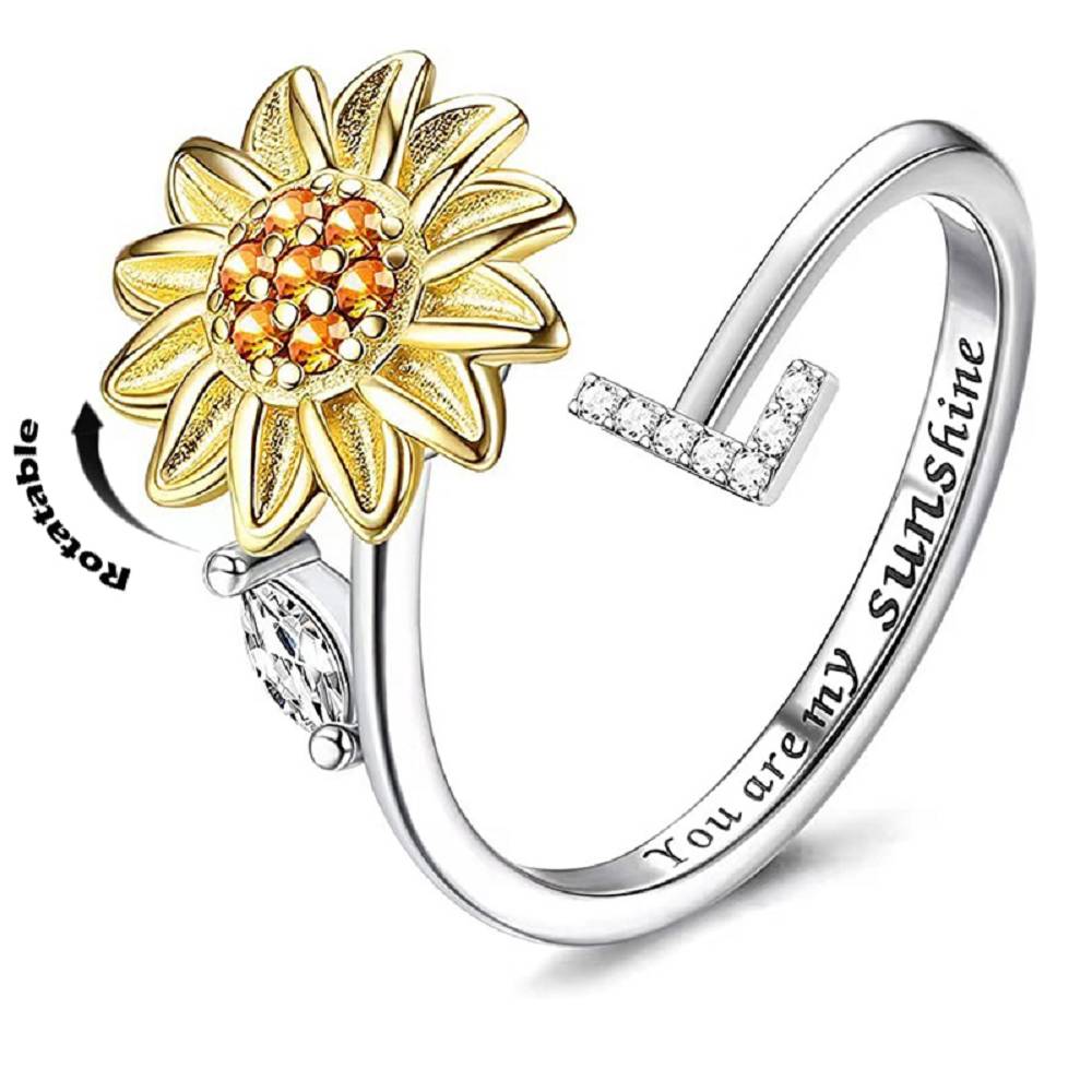 Sunflower 26 English Letters Rotating Ring