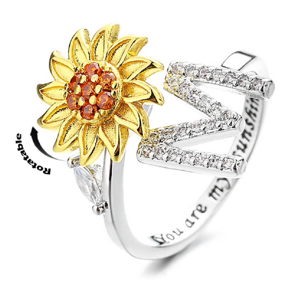 Sunflower 26 English Letters Rotating Ring