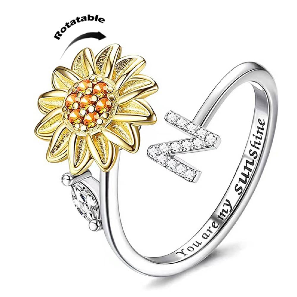 Sunflower 26 English Letters Rotating Ring