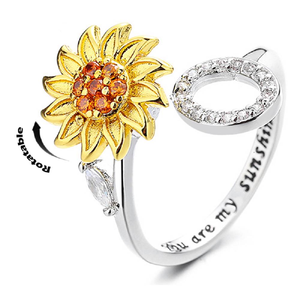 Sunflower 26 English Letters Rotating Ring