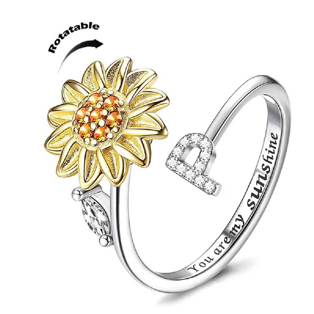 Sunflower 26 English Letters Rotating Ring