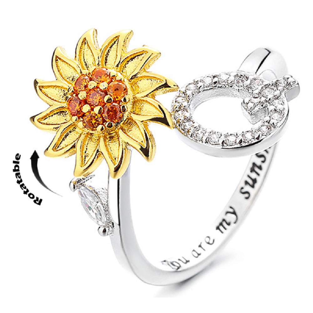 Sunflower 26 English Letters Rotating Ring