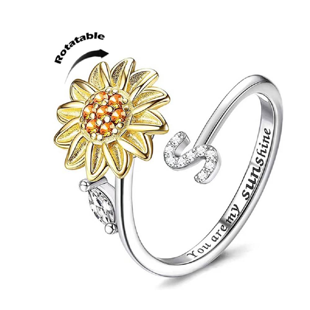 Sunflower 26 English Letters Rotating Ring