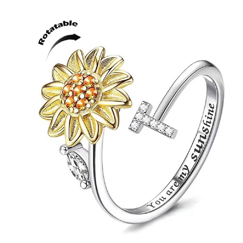 Sunflower 26 English Letters Rotating Ring