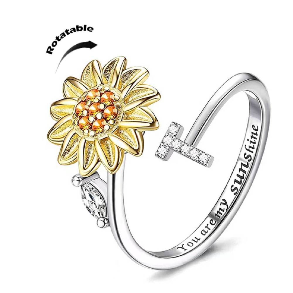 Sunflower 26 English Letters Rotating Ring