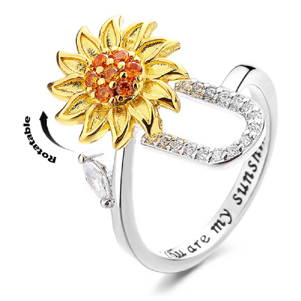 Sunflower 26 English Letters Rotating Ring