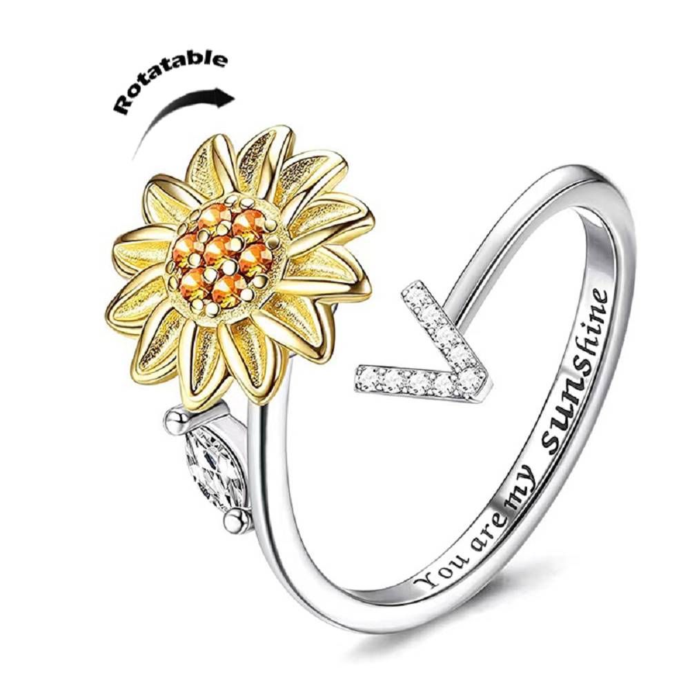 Sunflower 26 English Letters Rotating Ring