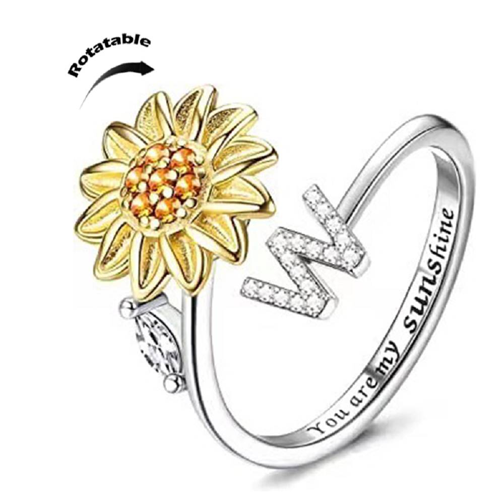 Sunflower 26 English Letters Rotating Ring